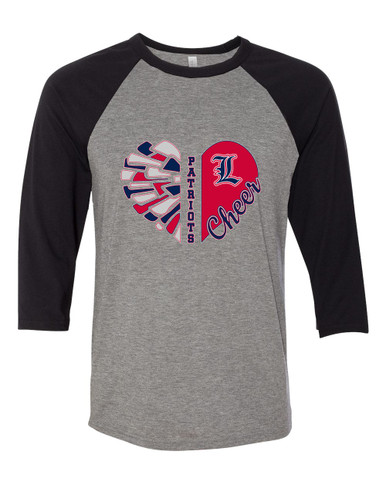 Liberty Patriots Heart Cheer Women's Baseball T-Shirt