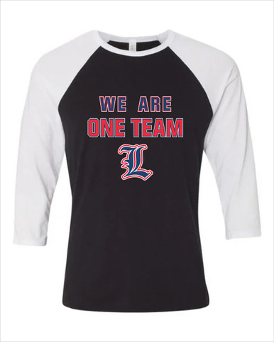 Liberty Patriots L Script We Are One Team Men's Baseball T-Shirt