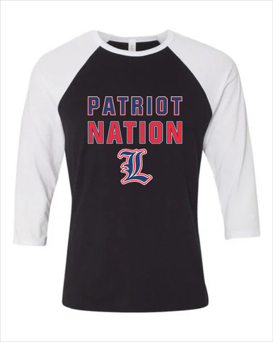 Liberty Patriots L Script Nation #2 Women's Baseball T-Shirt