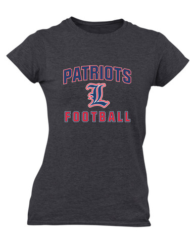 Liberty Patriots L Script Football #1 Women's SS T-Shirt