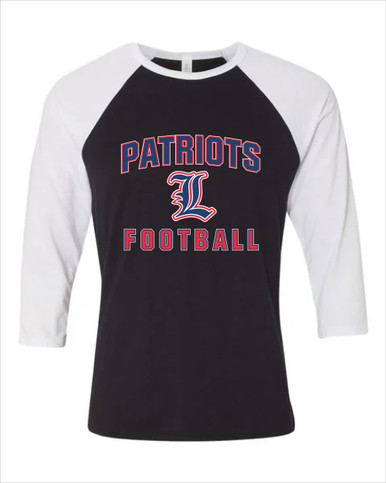 Liberty Patriots L Script Football #1 Men's Baseball T-Shirt