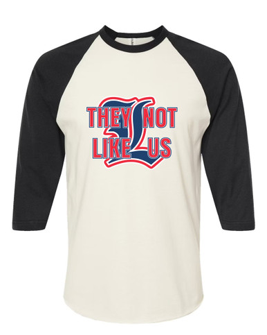 Liberty Patriots L Script They Not Like Us #2 Women's Baseball T-Shirt