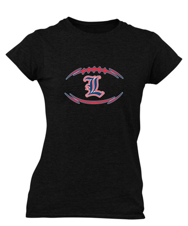 Liberty Patriots L Script Football #3 Women's SS T-Shirt