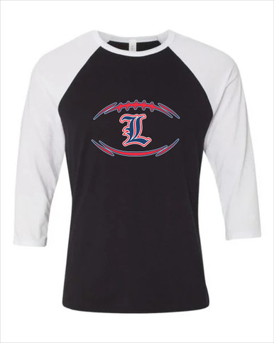 Liberty Patriots L Script Football #3 Women's Baseball T-Shirt