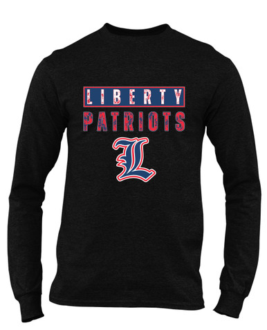 Liberty Patriots L Script Mascot #9 Men's LS T-Shirt