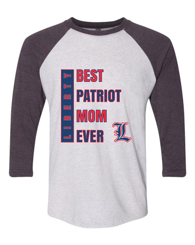 Liberty Patriots L Script Best Patriot Mom Women's Baseball T-Shirt