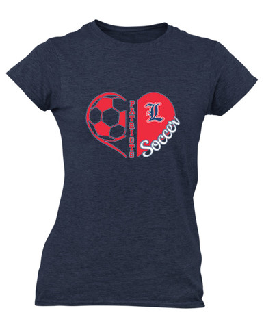 Liberty Patriots L Script Heart Soccer Women's SS T-Shirt
