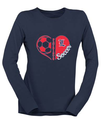 Liberty Patriots L Script Heart Soccer Women's LS T-Shirt
