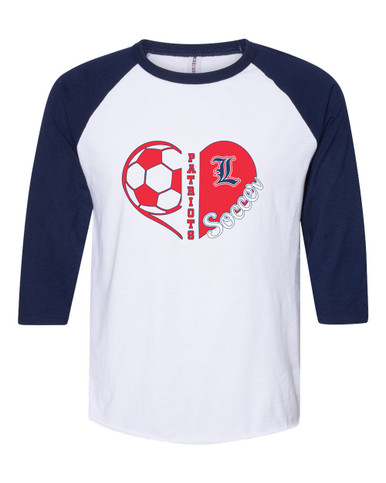 Liberty Patriots L Script Heart Soccer Women's Baseball T-Shirt