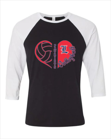 Liberty Patriots L Script Heart Volleyball Women's Baseball T-Shirt
