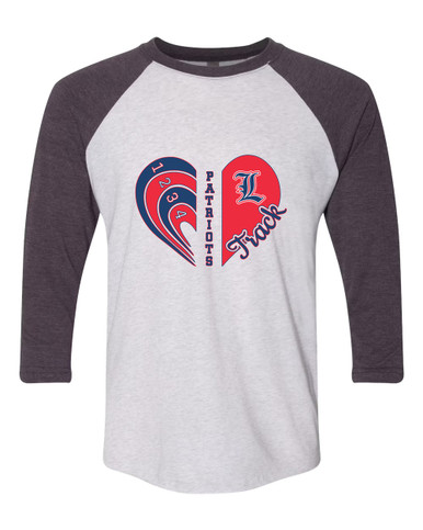 Liberty Patriots L Script Heart Track Women's Baseball T-Shirt