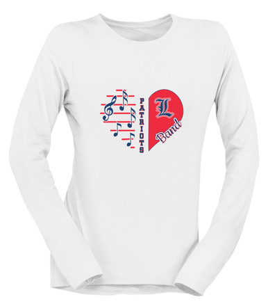 Liberty Patriots L Script Heart Band Women's LS T-Shirt