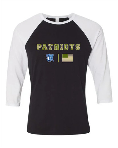 John Jay Patriots Camo Flag Women's Baseball T-Shirt