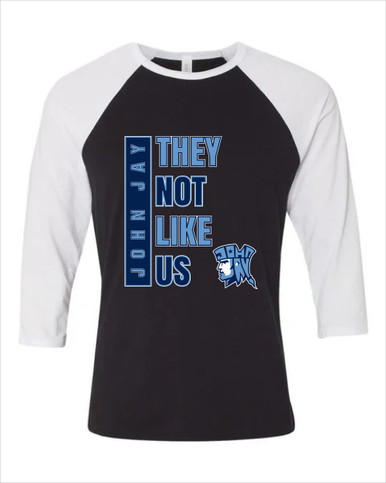 John Jay Patriots They Not Like Us #1 Women's Baseball T-Shirt