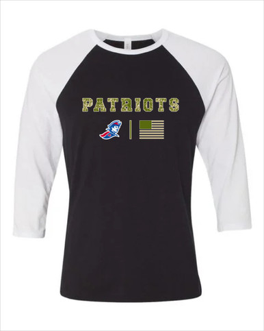 Jay County Patriots Camo Flag Women's Baseball T-Shirt
