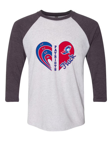 Jay County Patriots Heart Track Women's Baseball T-Shirt