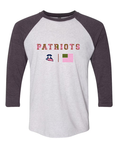 Truman Patriots Pink Camo Flag Women's Baseball T-Shirt
