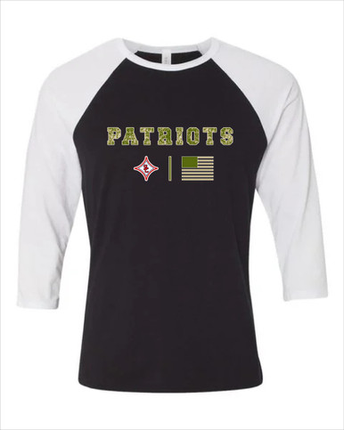 Sandy Creek Patriots Camo Flag Women's Baseball T-Shirt