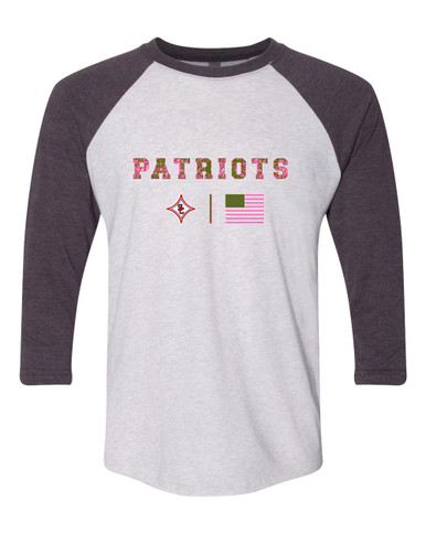 Sandy Creek Patriots Pink Camo Flag Women's Baseball T-Shirt
