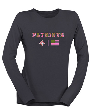 Sandy Creek Patriots Pink Camo Flag Women's LS T-Shirt