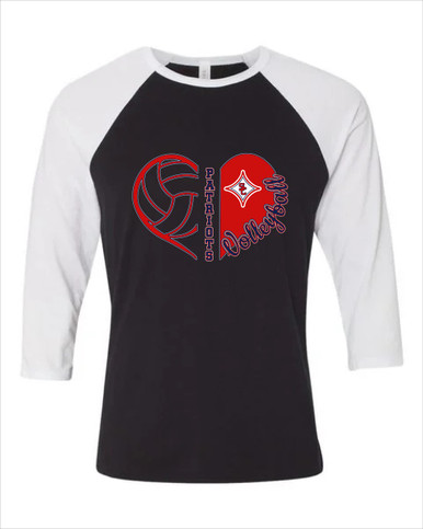 Sandy Creek Patriots Heart Volleyball Women's Baseball T-Shirt