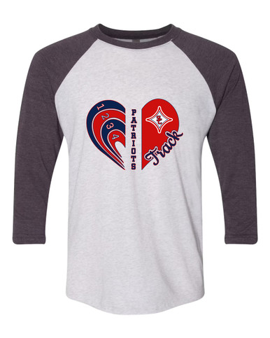 Sandy Creek Patriots Heart Track Women's Baseball T-Shirt