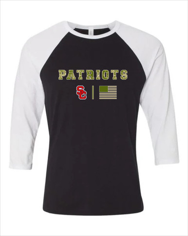 Sandy Creek Patriots SC Script Camo Flag Men's Baseball T-Shirt