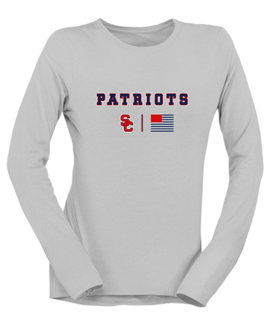 Sandy Creek Patriots SC Script Team Colors Flag Women's LS T-Shirt