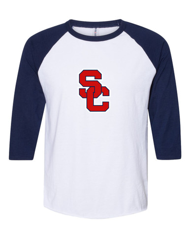 Sandy Creek Patriots SC Script Mascot #1 Women's Baseball T-Shirt