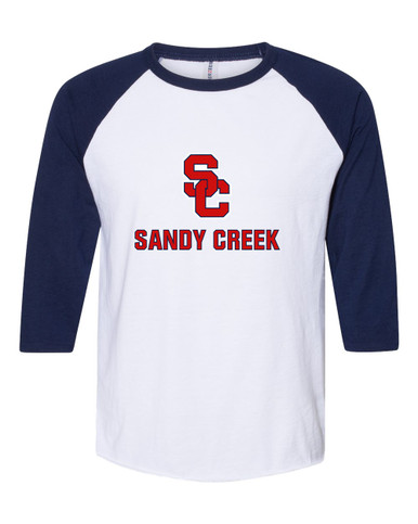 Sandy Creek Patriots SC Script Mascot #2 Men's Baseball T-Shirt