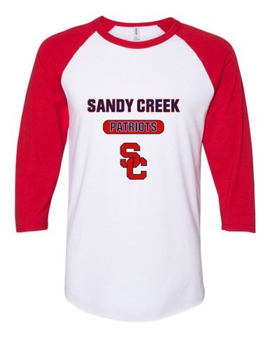 Sandy Creek Patriots SC Script Mascot #3 Men's Baseball T-Shirt