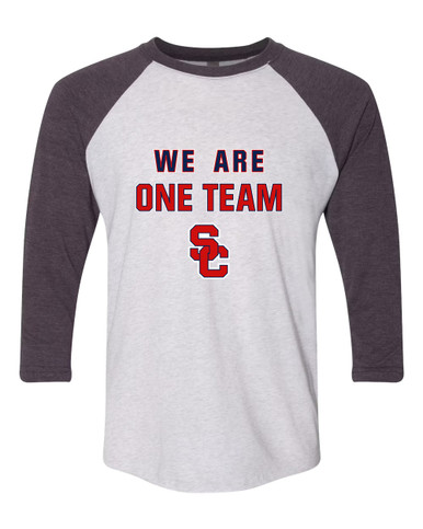 Sandy Creek Patriots SC Script We Are One Team Women's Baseball T-Shirt