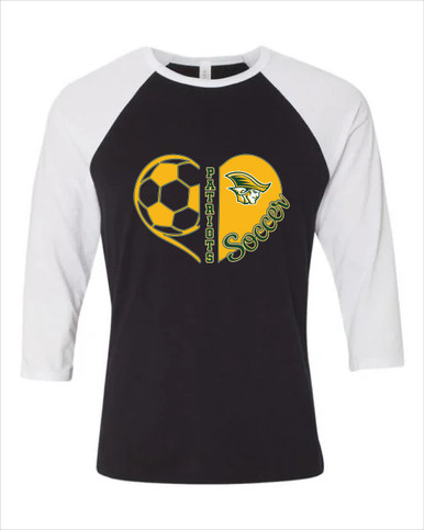 Independence Patriots Heart Soccer Women's Baseball T-Shirt