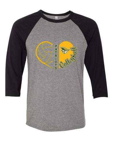 Independence Patriots Heart Volleyball Women's Baseball T-Shirt