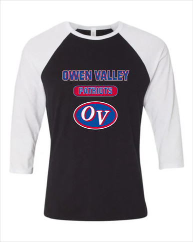 Owen Valley Patriots Mascot #3 Women's Baseball T-Shirt