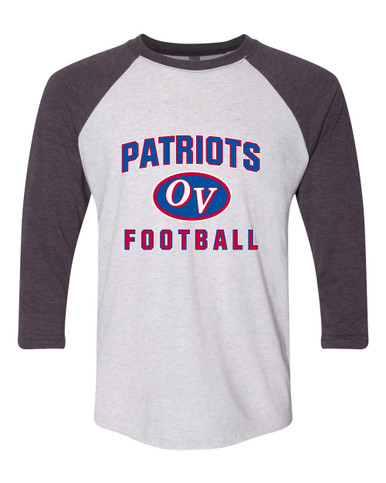 Owen Valley Patriots Football #1 Women's Baseball T-Shirt