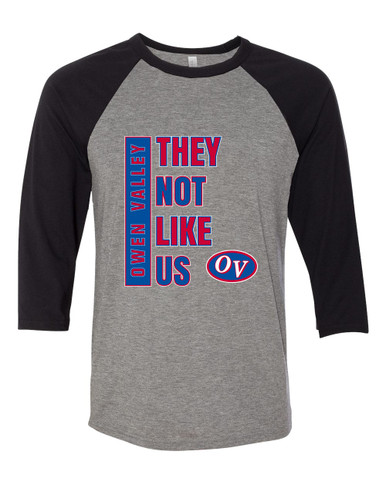 Owen Valley Patriots They Not Like Us #1 Women's Baseball T-Shirt