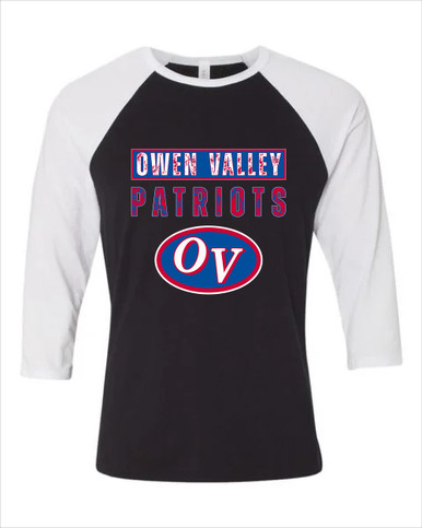 Owen Valley Patriots Mascot #9 Men's Baseball T-Shirt