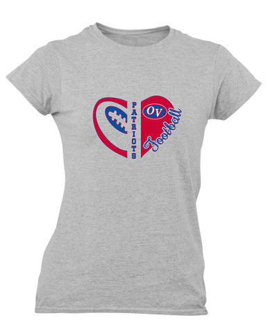 Owen Valley Patriots Heart Football Women's SS T-Shirt