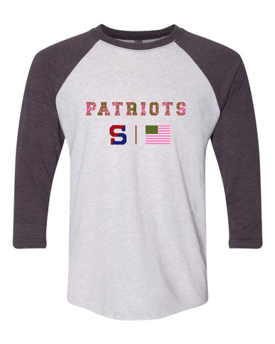 Schenectady Patriots Pink Camo Flag Women's Baseball T-Shirt