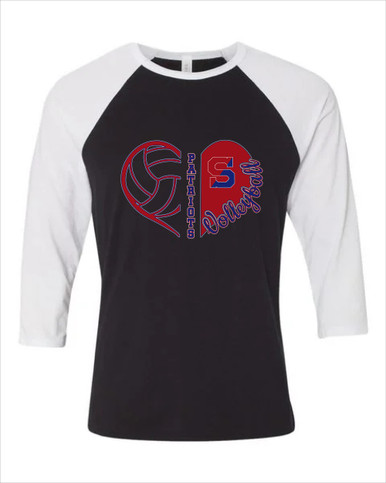 Schenectady Patriots Heart Volleyball Women's Baseball T-Shirt