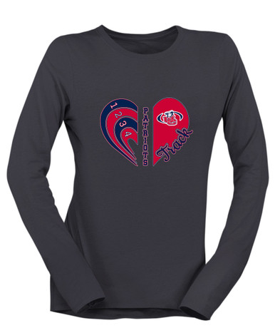 Union County Patriots Heart Track Women's LS T-Shirt