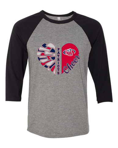 Union County Patriots Heart Cheer Women's Baseball T-Shirt