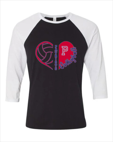 Portsmouth Patriots Heart Volleyball Women's Baseball T-Shirt