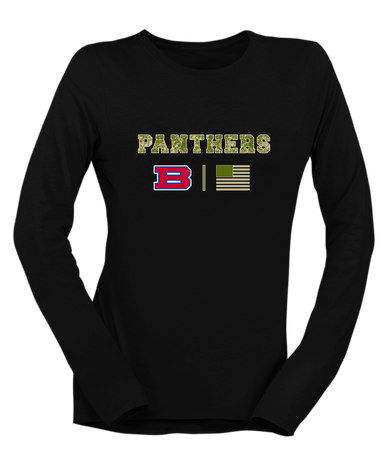 Bartlett Panthers Camo Flag Women's LS T-Shirt