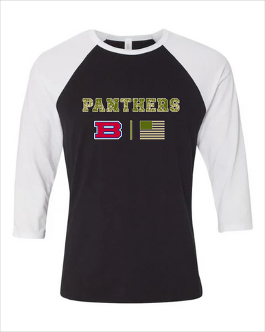 Bartlett Panthers Camo Flag Women's Baseball T-Shirt