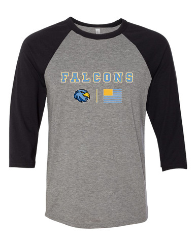Prosser Falcons Team Colors Flag Women's Baseball T-Shirt