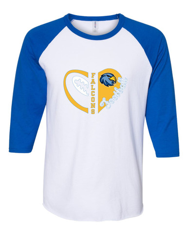 Prosser Falcons Heart Football Women's Baseball T-Shirt