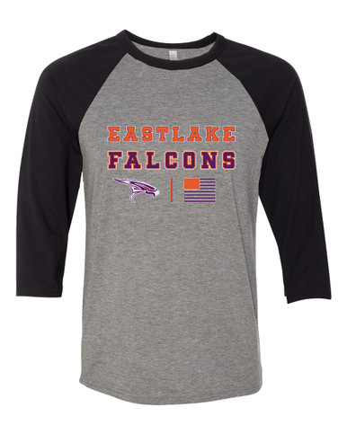 Eastlake Falcons Spirit Flag Men's Baseball T-Shirt
