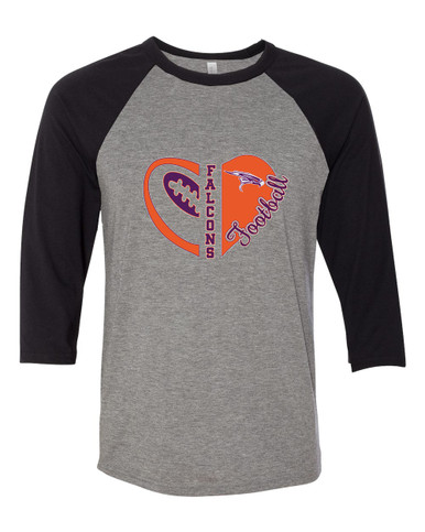Eastlake Falcons Heart Football Women's Baseball T-Shirt